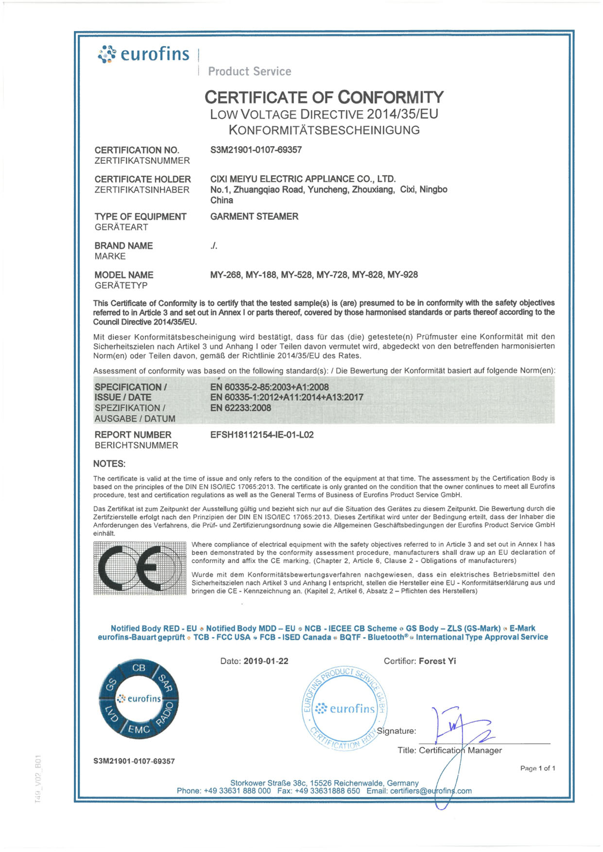 Sertifikat LVD S3M21901-0107-69357_LVD CoC